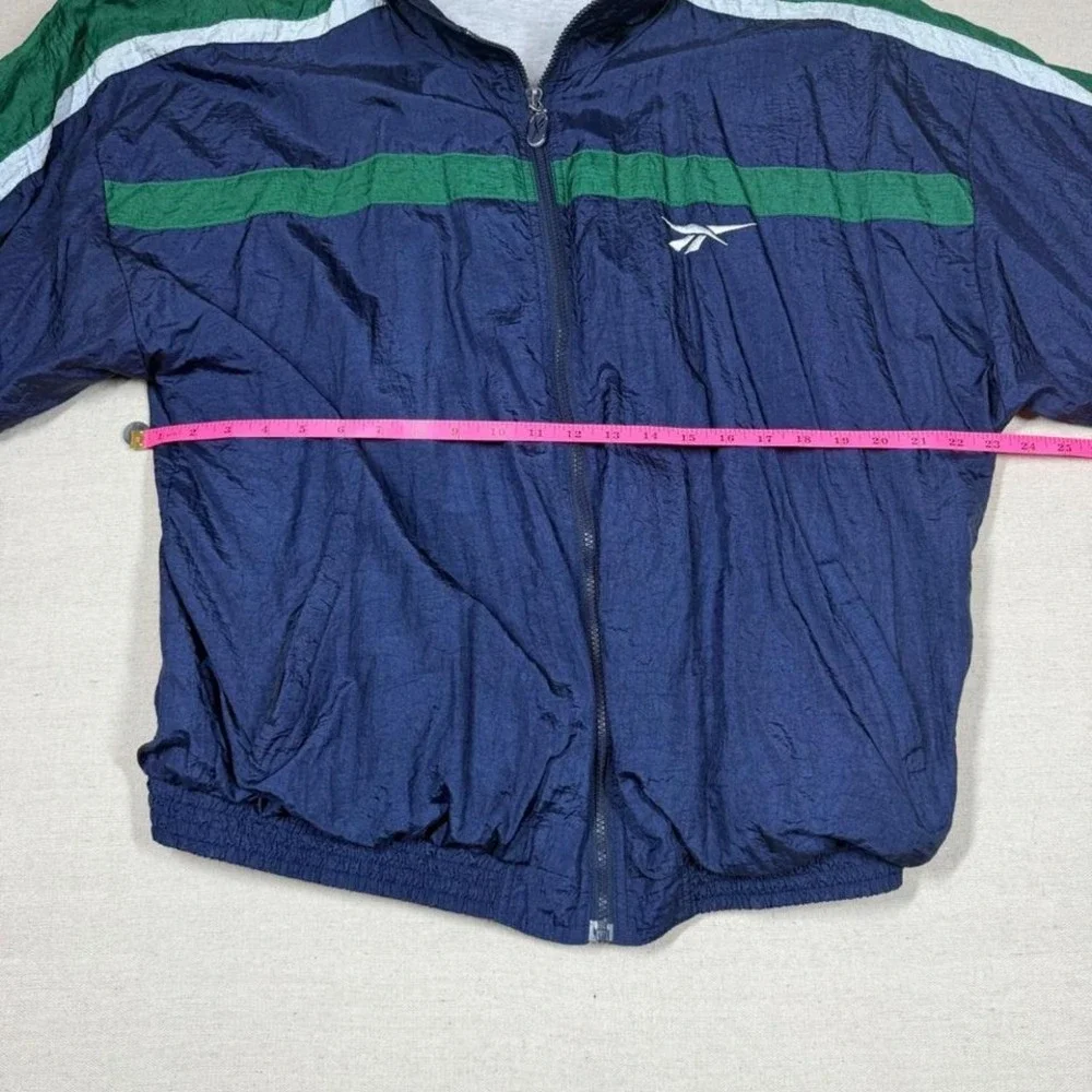 Reebok Windbreaker Jacket Mens XL Navy Green‎ 90s Y2K Track Zip